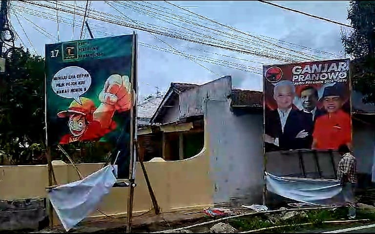 FOTO : Alat peraga kampanye (APK) di Lingkungan Ngrebo, Kelurahan Gedog, Kecamatan Sananwetan, Kota Blitar yang dirusak. (Foto : blok-a.com/Fajar)