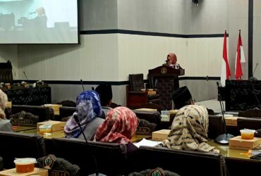 Juru bicara Fraksi Golkar-Demokrat Sri Indah Setijaningsih menyampaikan pandangan umumnya terhadap Laporan Keterangan Pertanggungjawaban (LKPJ) Bupati Blitar Tahun 2023. (blok-a.com/Fajar)