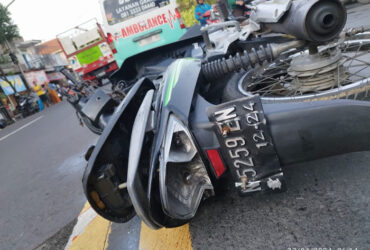 Motor korban kecelakaan di jalan Kolonel Sugiono, Gadang, Kecamatan Sukun, Kota Malang, Sabtu (27/4/2024) pagi.