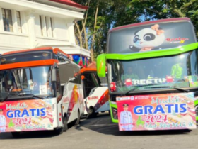 Bus Program Ayo Mudik Gratis 2024, siap berangkat ke sejumlah wilayah Jawa Timur, Sabtu (6/4/2024).