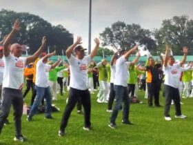 Gerakan Tahes Mbois, senam massal di Stadion Gajayana, Sabtu (20/4/2024) (foto: Satria Akbar Sigit/blok-a.com)