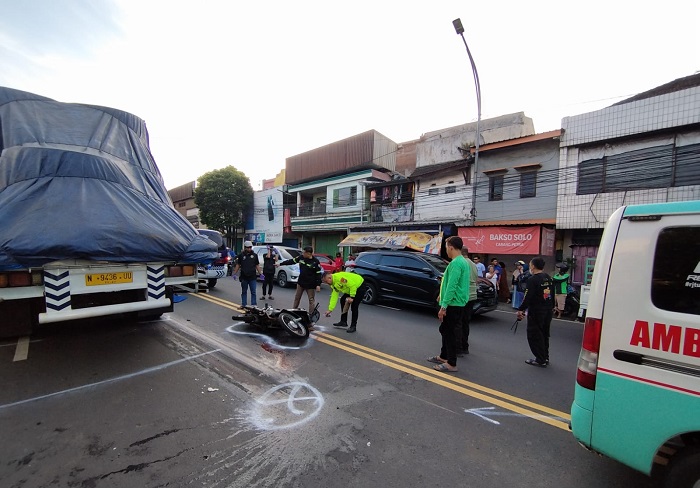 Motor korban kecelakaan di jalan Kolonel Sugiono, Gadang, Kecamatan Sukun, Kota Malang, Sabtu (27/4/2024) pagi.