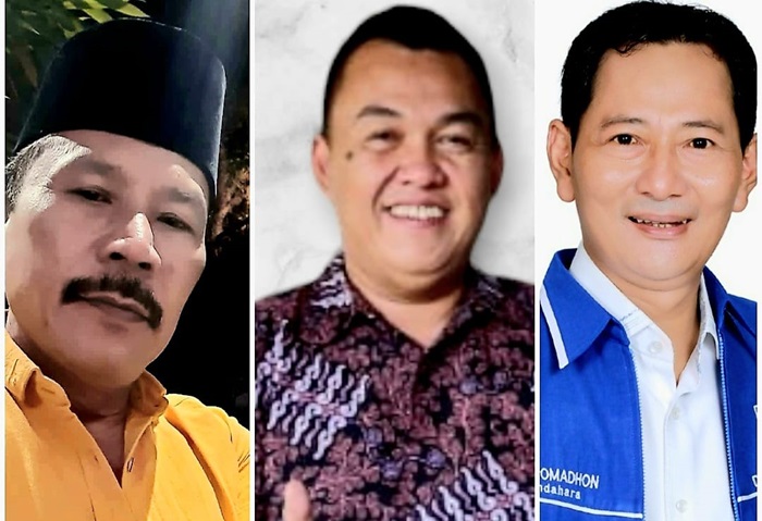 Calon Wali Kota Blitar dari KBM, Kiri : Ketua DPD Partai Golkar Kota Blitar, Moch Hardi Husodo, Tengah : Wakil Ketua I DPC Partai Gerindra Kota Blitar, Yohan Tri Waloyo, Kanan : Ketua DPD PAN Kota Blitar, Heri Romadhon. (blok-a.com/Fajar)