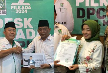 Kholiq dan Lathifah Shohib sama-sama mendaftarkan diri menjadi Bacabup Malang melalui DPC PKB.(blok-a.com/Putu Ayu Pratama S.)