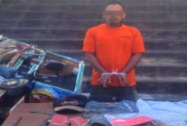 Caption; Tampang pelaku maling meteran, Selasa (16/7/2024) (blok-a/Andik Agus)