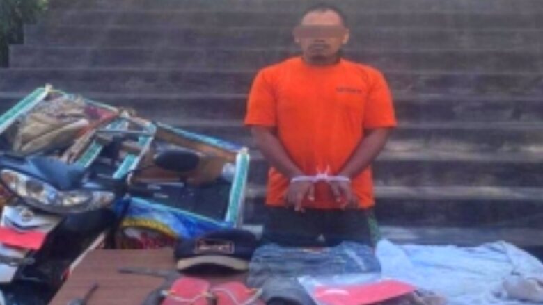 Caption; Tampang pelaku maling meteran, Selasa (16/7/2024) (blok-a/Andik Agus)