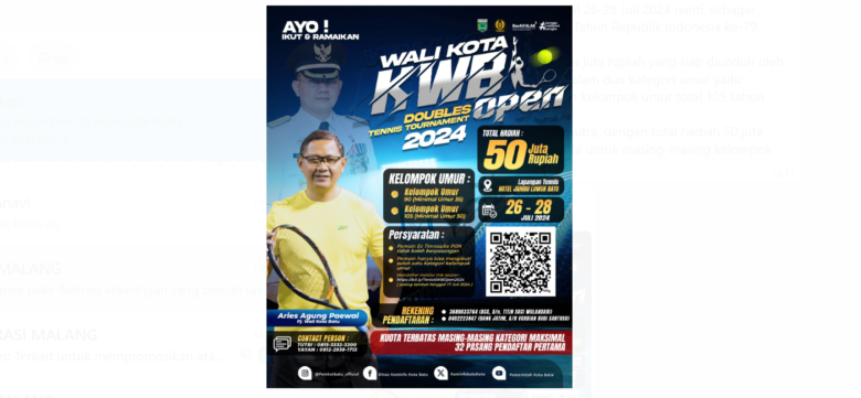 Kompetisi Tenis KWB Open Siap Digelar, Total Hadiah 50 Juta Rupiah