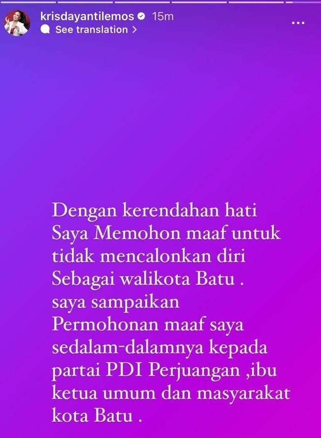Krisdayanti Nyatakan Mundur Pilwali Batu, Ini Kata Nasdem