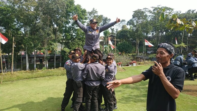Jambore linmas di taman Wisata Gentong Emas Kecamatan Wajak Kabupaten Malang, Sabtu (3/8/2024).