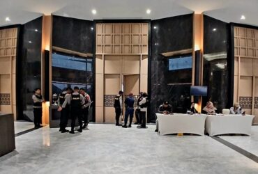 Tempat KPU Kabupaten Blitar menggelar rapat pleno terbuka pengundian nomor urut pasangan calon Bupati dan Wakil Bupati Blitar tahun 2024.(blok-a.com/Fajar)