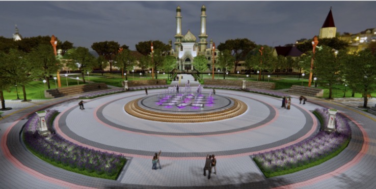 Gambaran air mancur baru di Alun-alun Merdeka, Kota Malang (dok. DLH Kota Malang for blok-a)