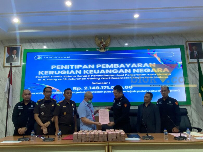 Tersangka Korupsi Aset Pemkot Malang Titipkan Rp2,1 Miliar, Proses Hukum Tetap Jalan