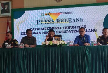 Kepala Kejari Kabupaten Malang, Dr. Fahmi saat press release capaian kinerja 2025 (blok-a.com / Yogga Ardiawan)