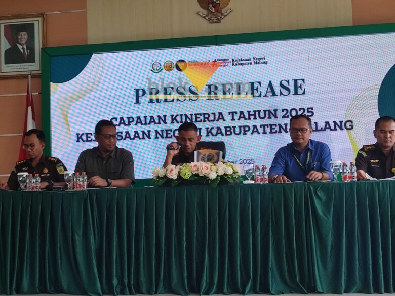 Kepala Kejari Kabupaten Malang, Dr. Fahmi saat press release capaian kinerja 2025 (blok-a.com / Yogga Ardiawan)