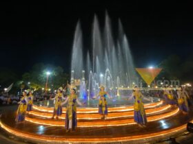 Tampilan baru air mancur di Alun-alun Merdeka Kota Malang. (blok-a.com / M Berril Labiq)