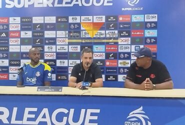 Pelatih Arema FC, Marcos Santos dalam konferensi pers saat melawan Persijap (blok-a.com / Yogga Ardiawan)