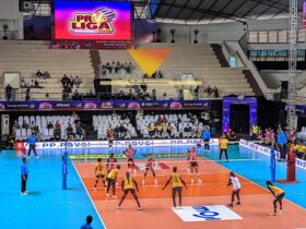 Pertandingan antara Popsivo Polwan melawan Gresik Phonska Plus Indonesia (blok-a.com / Yogga Ardiawan)