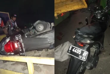 kondisi motor korban meninggal dunia usai menabrak truk parkir.(Foto: Dokumen Satlantas Polres Jombang)