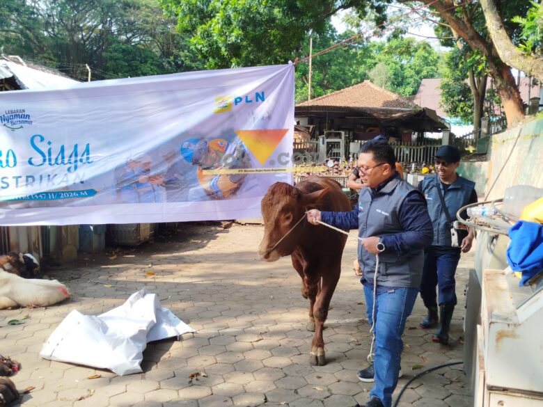 Manajer PLN UP3 Malang, Agung Wibowo dalam kegiatan penyembelihan hewan kurban yang diadakan oleh PLN UP3 Malang (blok-a.com / Yogga Ardiawan)