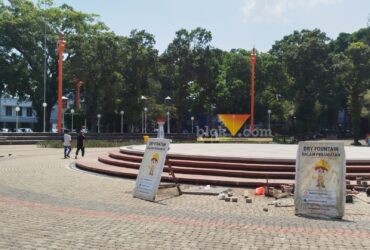 Hujan Lebat Bikin Dry Fountain Alun-alun Kota Malang Mati, Pompa Air Terendam