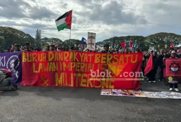 Aksi Massa saat Demo May Day 2026 di Kota Malang (foto: Blok-a.com / M Berril Labiq)