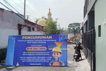Jembatan Sonokembang ditargetkan tuntas akhir Juli, akses ditutup sementara (foto: blok-a.com / Yogga Ardiawan)