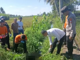 Penemuan jasad bayi laki-laki yang ditemukan terapung di saluran irigasi Bululawang (foto: dok. Humas Polres)