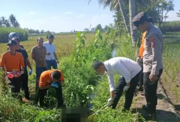 Penemuan jasad bayi laki-laki yang ditemukan terapung di saluran irigasi Bululawang (foto: dok. Humas Polres)