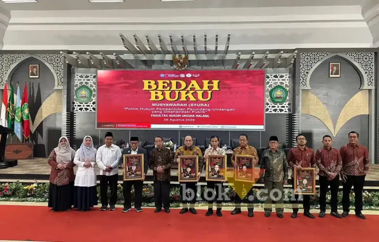Bedah Buku Musyawarah (Syura): Politik Hukum Pembentukan Perundang-Undangan yang Dikehendaki Publik di Gedung Pascasarjana Lt 7, Unisma, Rabu (26/8/2026) (foto: blok-a.com/ M Berril Labiq)