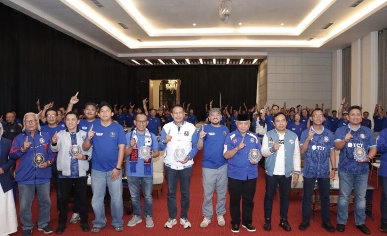 Bupati Malang, HM Sanusi bersama jajaran Forkopimda Kabupaten Malang dan Wali Kota serta Wakil Walikota Malang saat menghadiri pelantikan pengurus Arema Utas (Polres Malang)