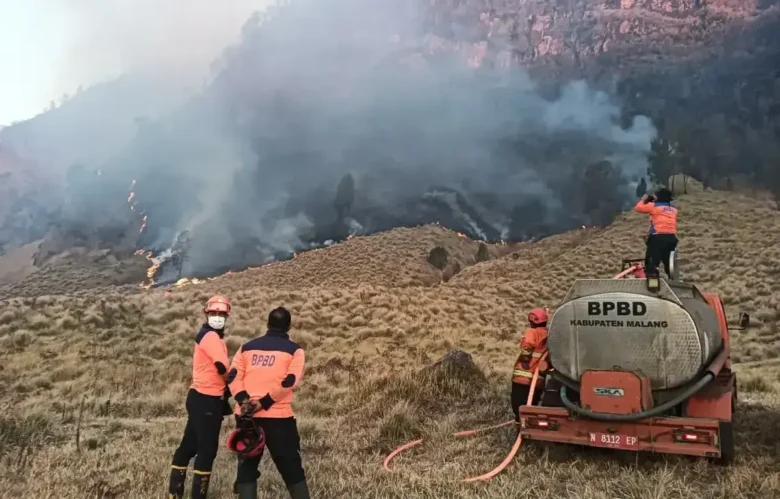 Kebakaran Bromo meluas ke B29, area terbakar mencapai 135 hektare (foto: BPBD Kabupaten Malang)