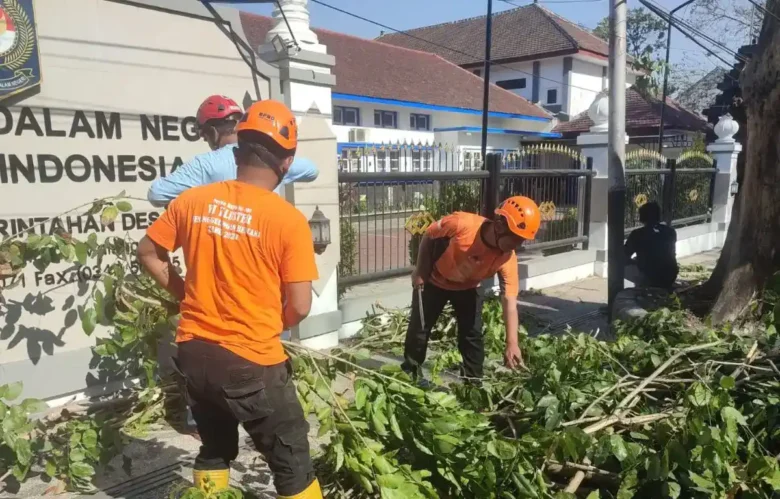 Dampak angin kencang di Kota Malang, sejumlah ranting pohon tumbang (foto: istimewa)