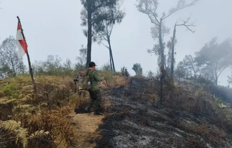 Karhutla Gunung Buthak Malang meluas hingga 1.050 hektare, water bombing terkendala angin (foto: BPBD Kabupaten Malang)