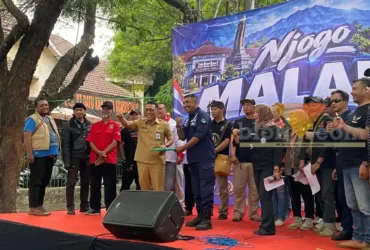 Caption: Deklarasi Njogo Malang yang digelar Ormas jelang aksi, Selasa (27/10/2026) (foto: blok-a.com/Bob Bimantara Leander)