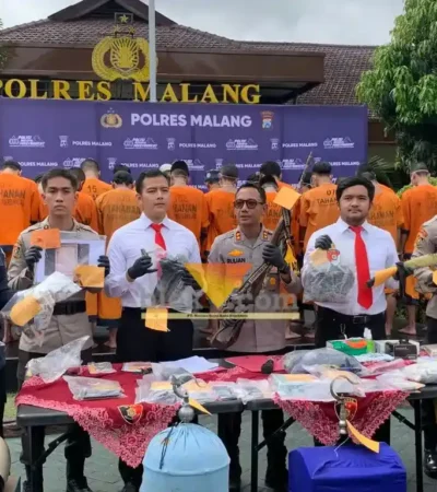 Operasi Sikat Semeru 2026, Polres Malang ungkap 273 kasus dan amankan 129 tersangka (foto: blok-a.com / Yogga Ardiawan)