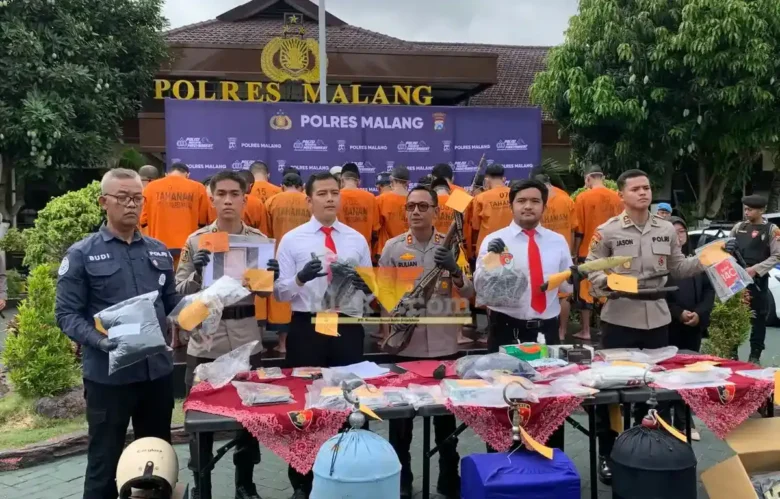 Operasi Sikat Semeru 2026, Polres Malang ungkap 273 kasus dan amankan 129 tersangka (foto: blok-a.com / Yogga Ardiawan)