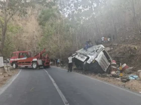 Truk pengangkut peralatan sound horeg rem blong di Sumbermanjing Wetan, satu orang tewas tertabrak (foto: dok. Satlantas Polres Malang)